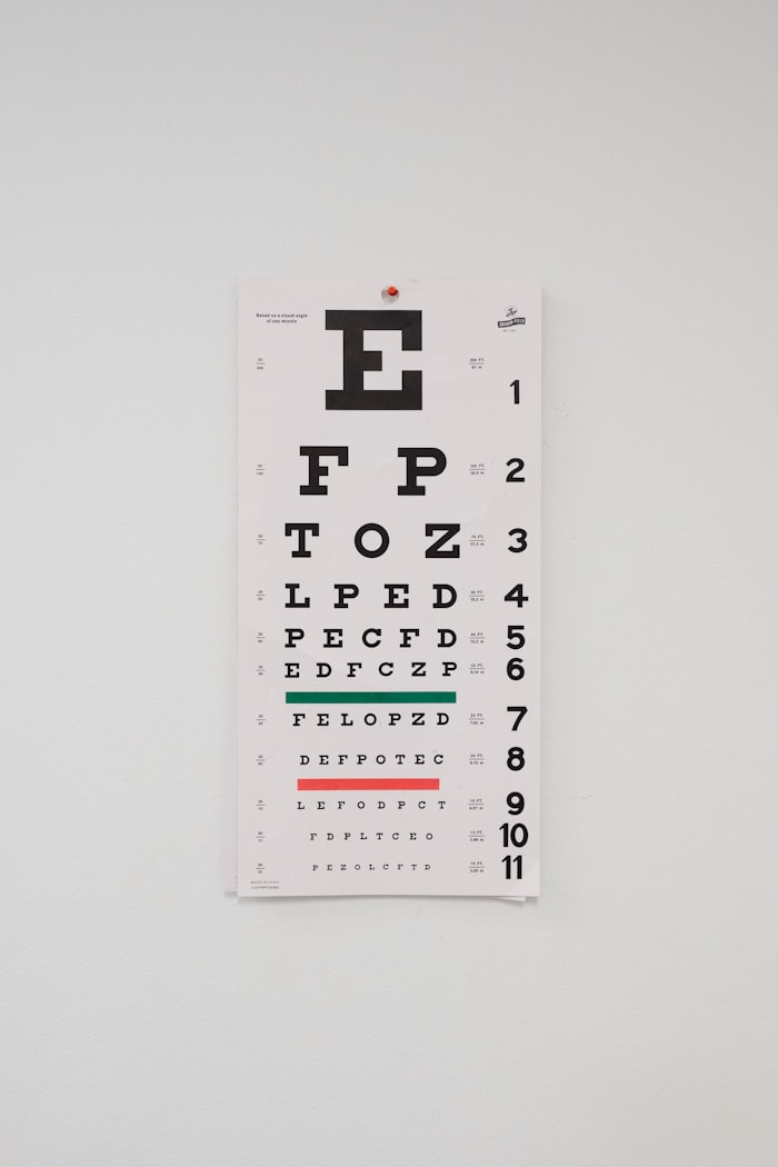 Snellen eye test chart used to measure vision